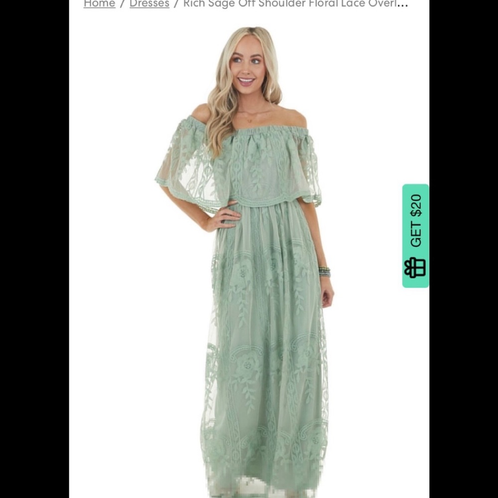 Worn once off the shoulder gown